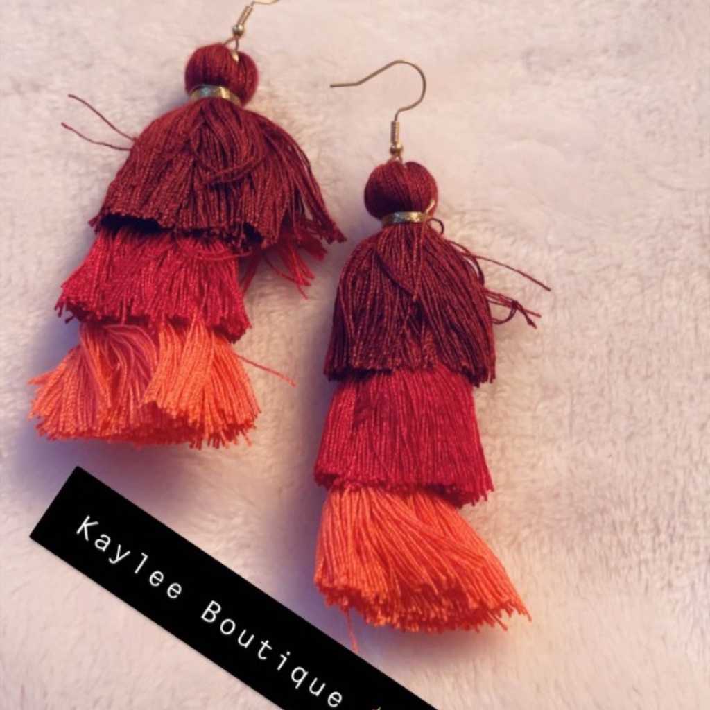 Red Tassel Earrings 10$